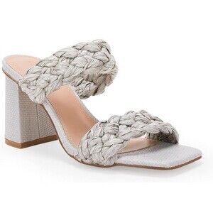 Syktkmx Women's Braided Heeled Sandals Backless Square Open Toe Block Slide Sz 6